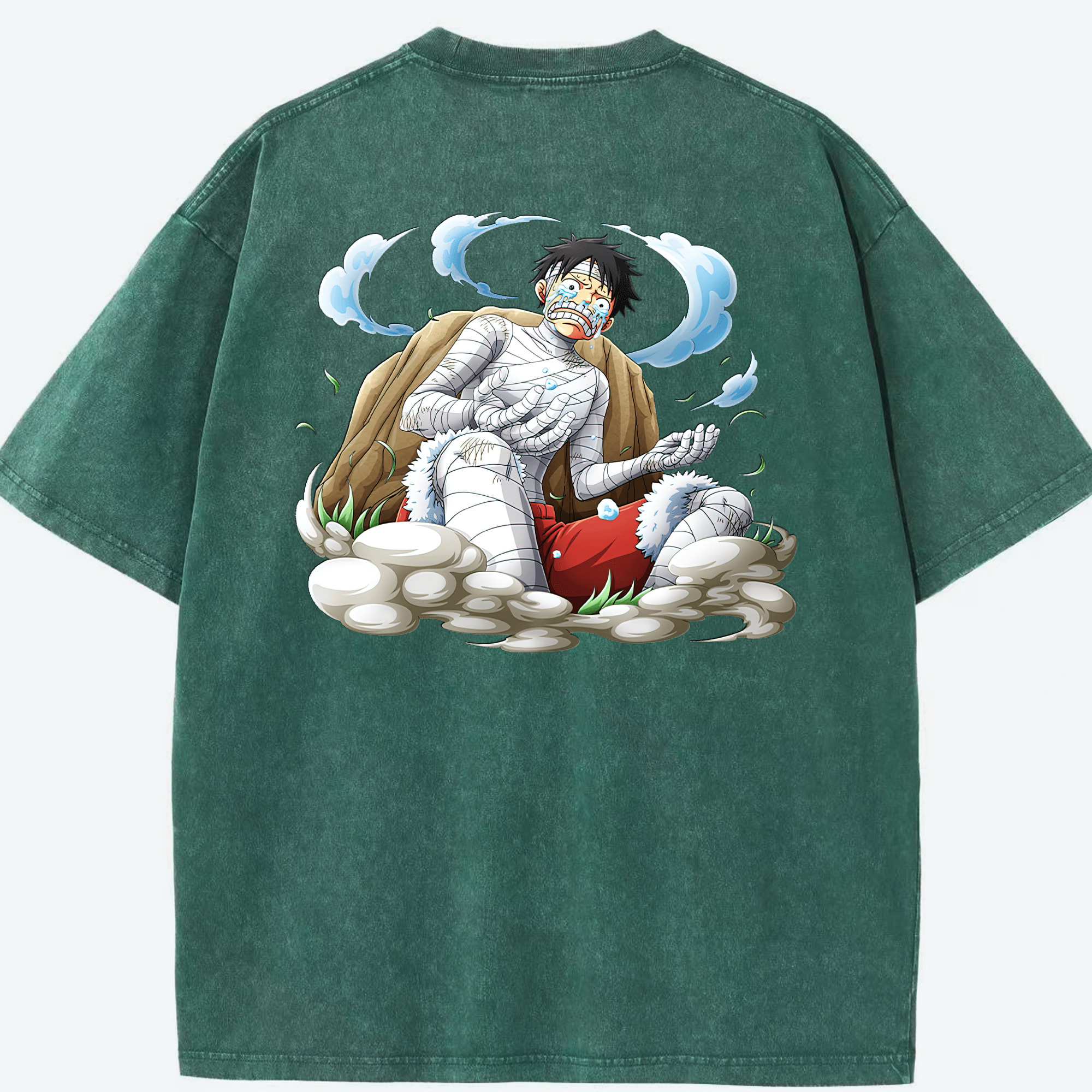 ワンピース モンキー・D・ルフィ ONE PIECE Monkey D. Luffy 綿100% ヴィンテージ風 半袖Tシャツ（背面プリント）